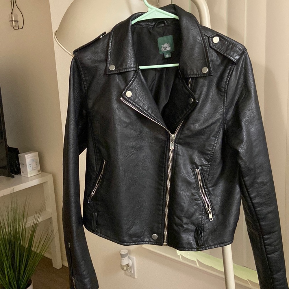 - Black leather jacket